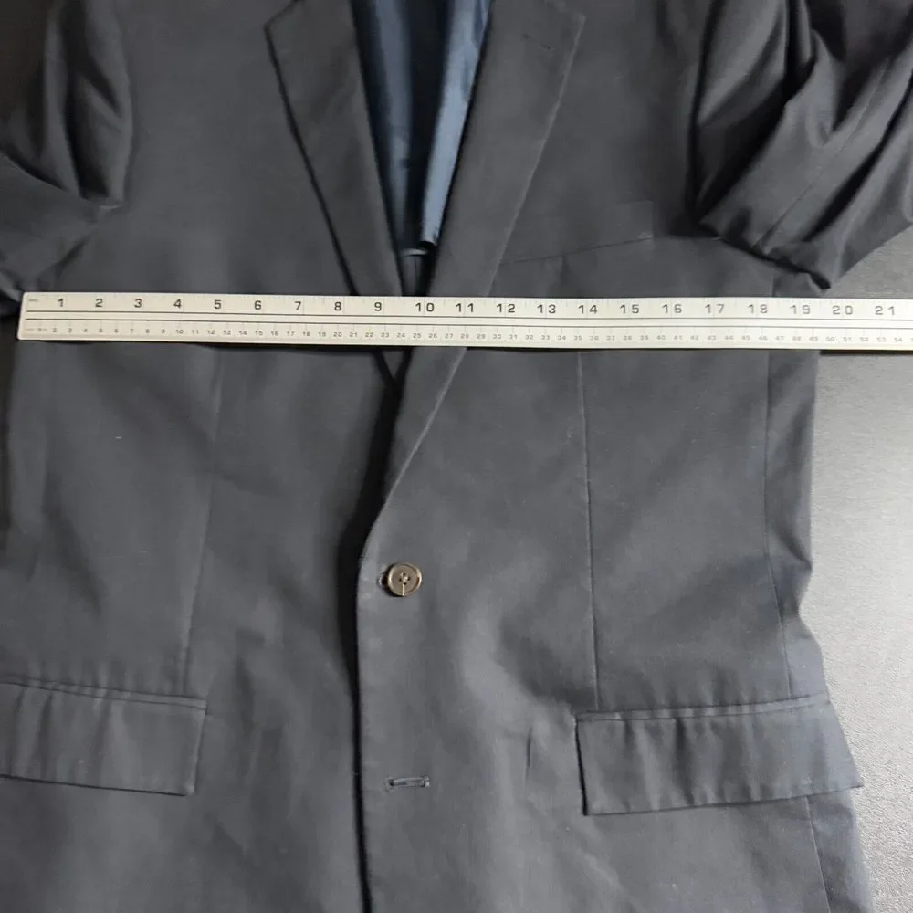 J Crew‎ Thompson 42L Blazer Sport Coat Mens Solid Black Cotton